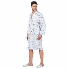 Leopard 500 GSM Premium Cotton Bathrobe for Men - Grey