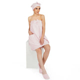 Noble Women Cotton Body Wrap Bath Towel With Shower Cap - Peach