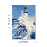 Rangoli wooden stretched light house art for home décor - 36x24 - Inch