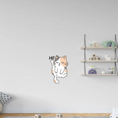 Hi Cat Wall Sticker (PVC Vinyl, 38 cm x 26 cm, Self-adhesive) - Rangoli