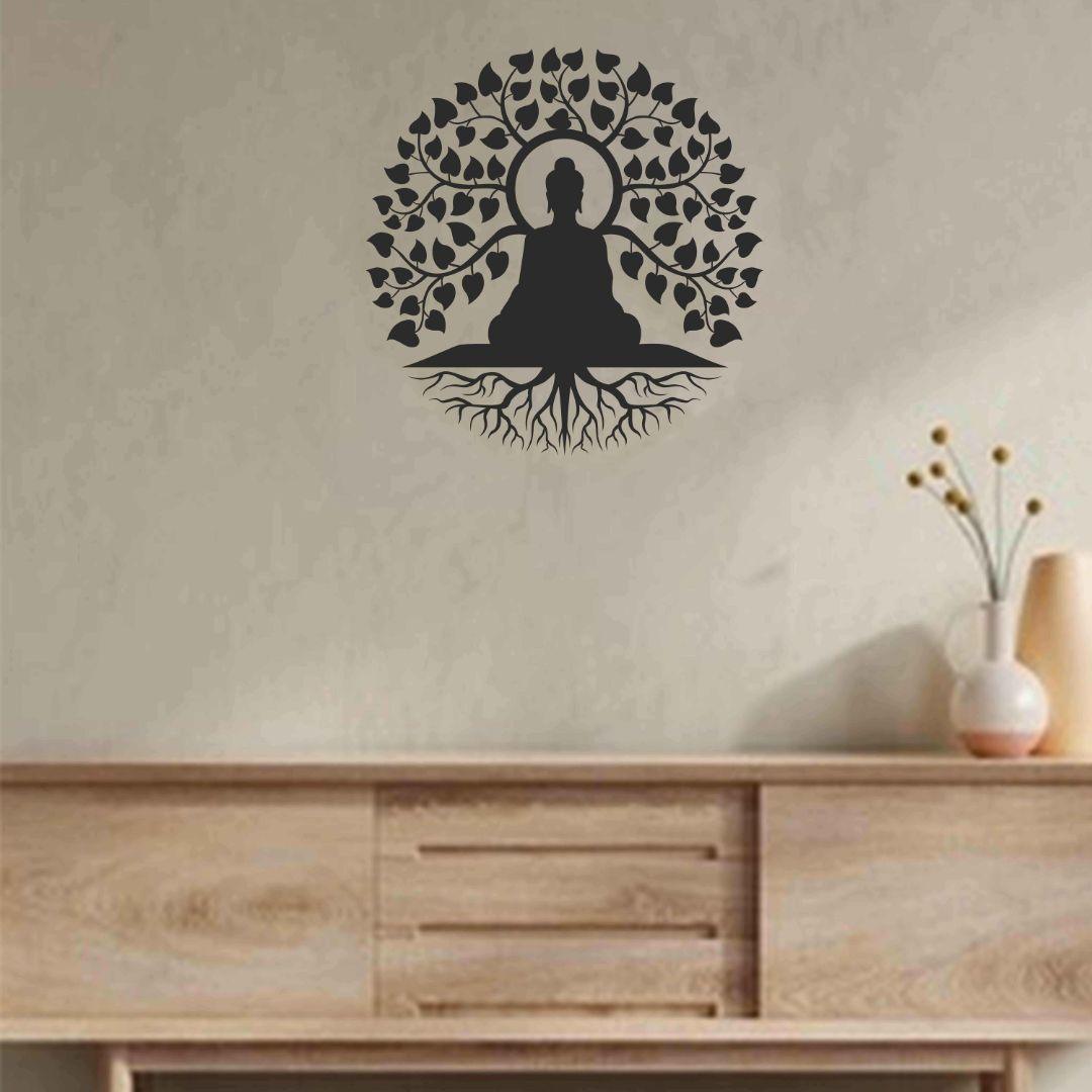 Peaceful Buddha and Quote on Mind Wall Sticker
