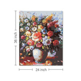 Rangoli wooden stretched flower vase canvas wall art for home décor - 36x24 - Inch