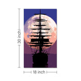 Rangoli wooden stretched moonlight sailing art for home décor - 30x18 - Inch