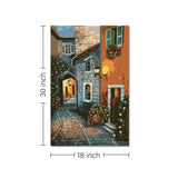 Rangoli wooden stretched European streets canvas wall art for home décor - 30x18 - Inch
