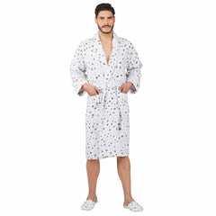 Leopard 500 GSM Premium Cotton Bathrobe for Men - Grey