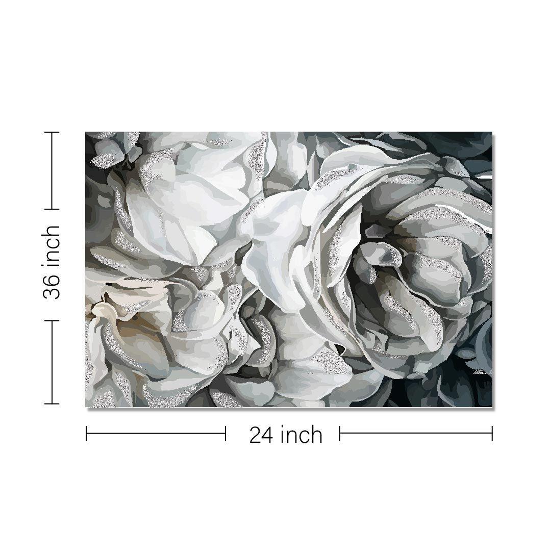  Rangoli wooden stretched grey rose canvas wall art for home décor - 36x24 - Inch