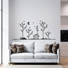 House And Tree Wall Sticker (PVC Vinyl, 45 cm x 55 cm, Self-adhesive) - Rangoli