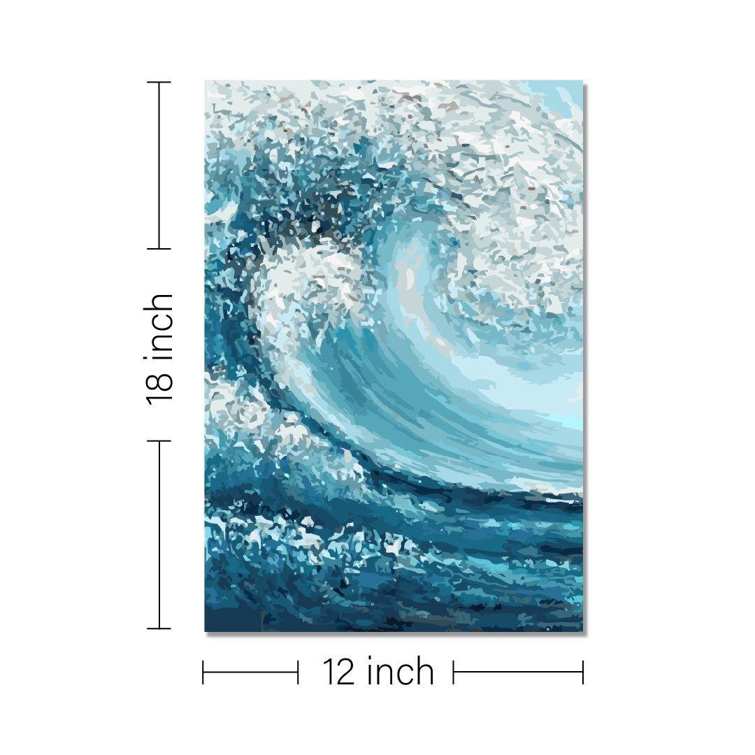 Rangoli wooden stretched water wave art for home décor  - 18x12 - Inch