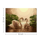 Rangoli wooden stretched two swans wall art for home décor - 23x16 - Inch