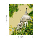 Rangoli wooden stretched Victoria memorial wall art for home décor - 23x16 - Inch