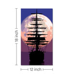 Rangoli wooden stretched moonlight sailing art for home décor - 18x12 - Inch
