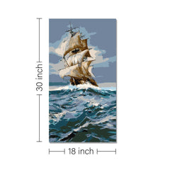 Rangoli wooden stretched sailboat art for home décor - 30x18