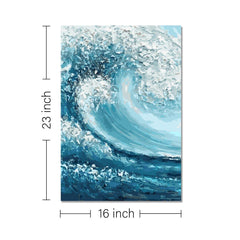 Rangoli wooden stretched water wave art for home décor - 23x16 - Inch