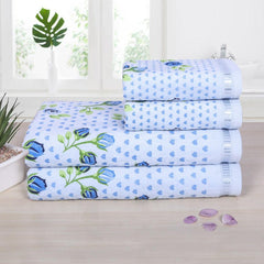 Rose N Heart 450 GSM Cotton Towel Set of 4 - Blue