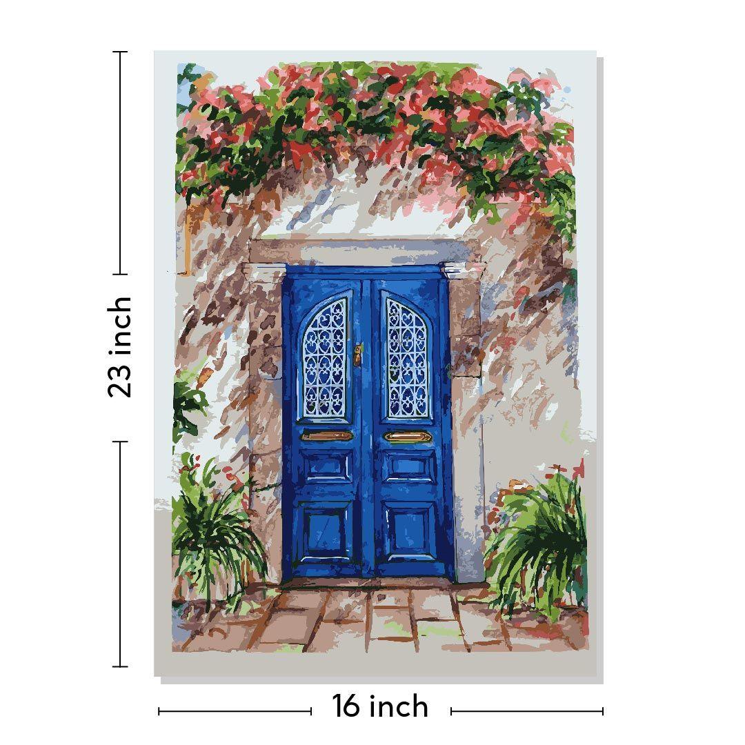 Blue Door Canvas Wall Canvas Painting 23x16 Inch