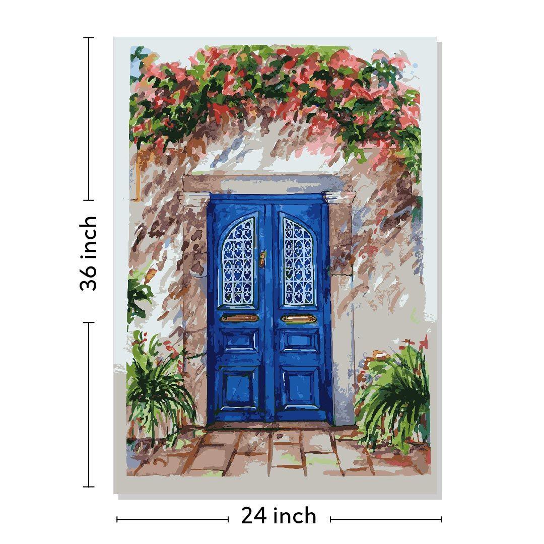 Blue Door Canvas Wall Canvas Painting 35x24 Inch