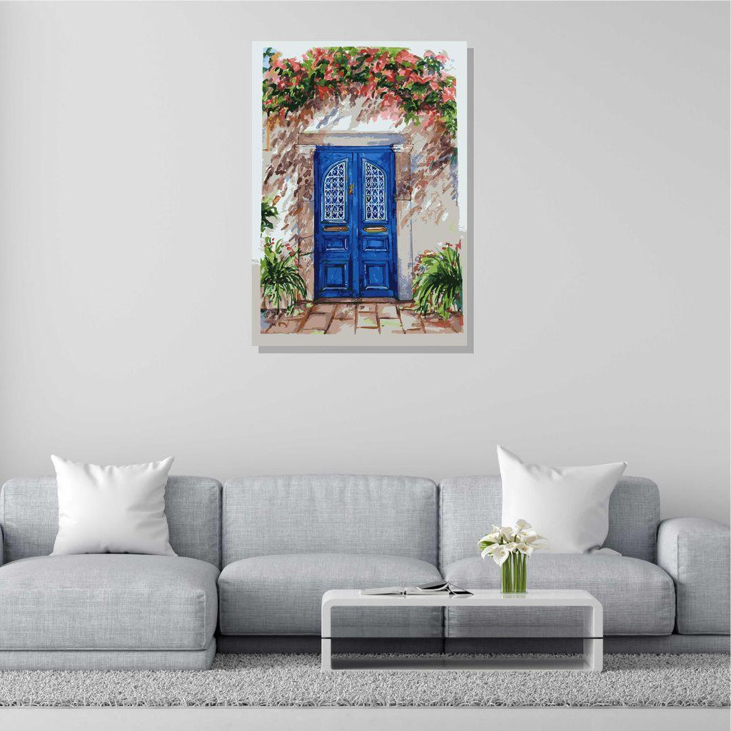 Blue Door Canvas Wall Painting | Cotton Stretched Canvas – Rangoli