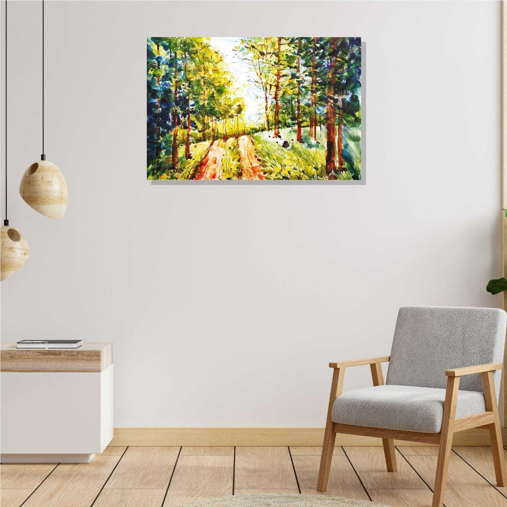 Forest Landscape Canvas Wall Painting | Cotton Stretched Canvas – Rangoli
