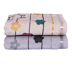 Baby Cotton Towel - Light Grey and Light Beige