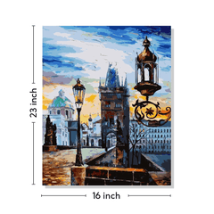 Old City Well Canvas Painting 23x16 Inch