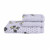 Rose N Heart 450 GSM Cotton Towel Set Of 3 - Grey