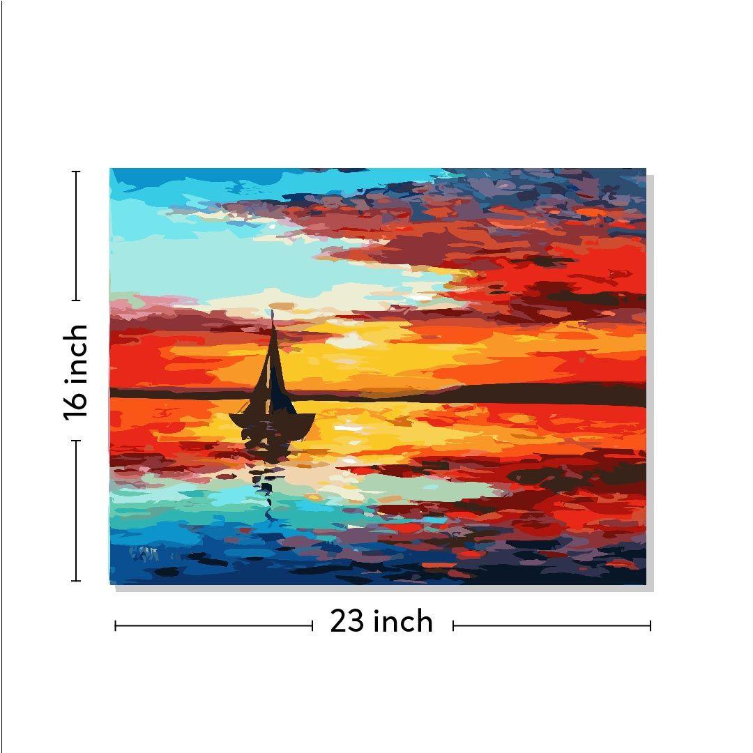 Abstract Boat Scenery Canvas Wall Painting | Cotton Stretched Canvas