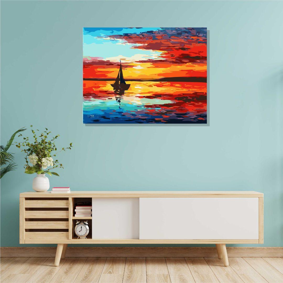 Abstract Boat Scenery Canvas Well Canvas Painting For Well Decor