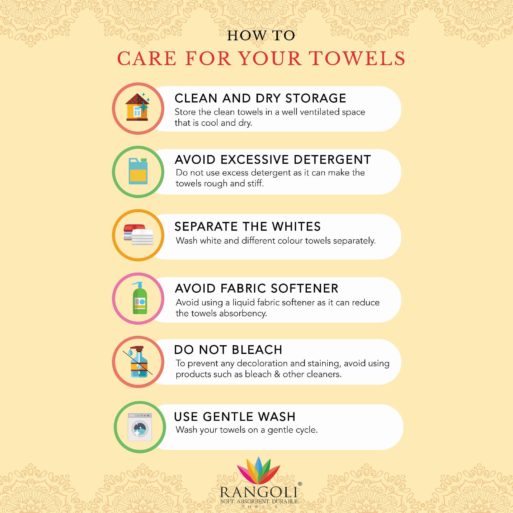 Rangoli Cotton Hand Towel Care Instructions