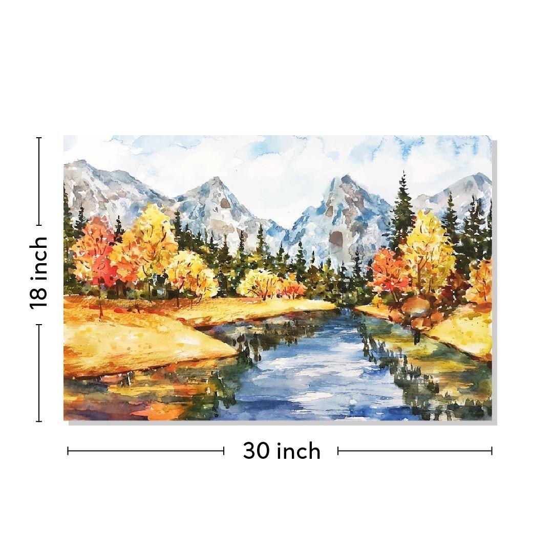 Autumn Landscape Well Canvas Painting 18x30 Inch