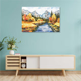 Autumn Landscape Well Canvas Painting For Well Decor