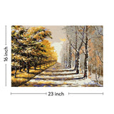 Autumn Snow Canvas Well Canvas Painting 16x23 Inch