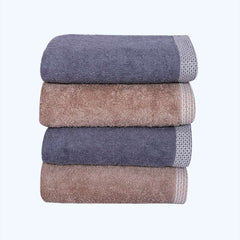 Bamboo Towels Set Of 4 - Beige & Dark Grey