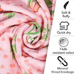 Rose & Heart 450 GSM Cotton Bath Towel - Peach