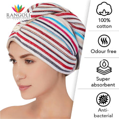 Pinstripe Cotton Hair Wrap Towel