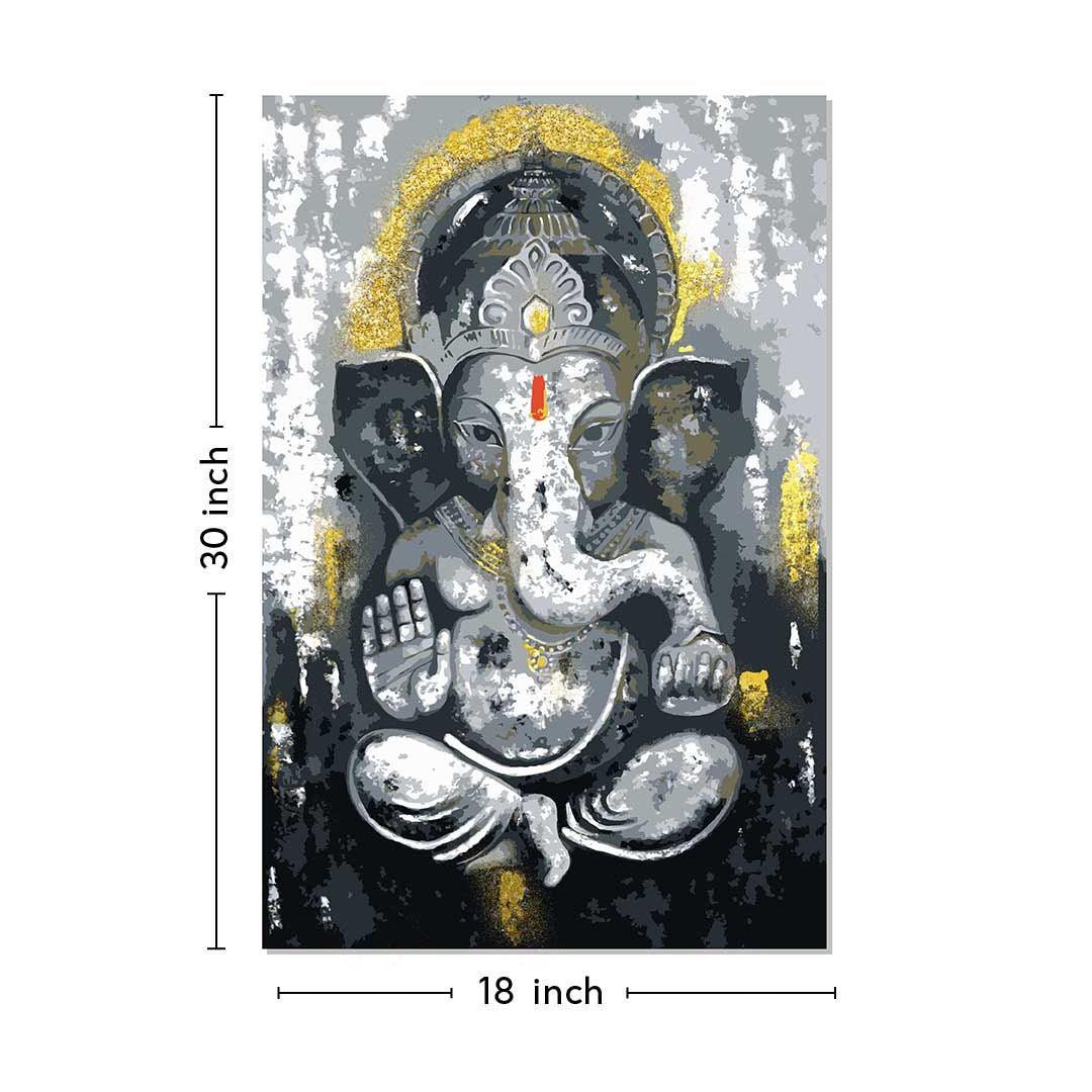 Lord Ganesh 3D Wall Painting | Cotton Stretched Canvas