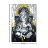 Lord Ganesh 3D Wall Painting | Cotton Stretched Canvas - Rangoli