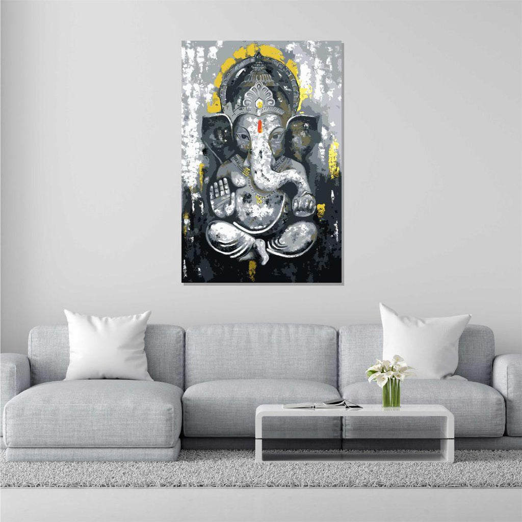 Lord Ganesh 3D Wall Painting | Cotton Stretched Canvas – Rangoli