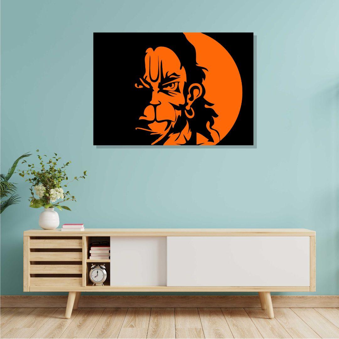 Lord Hanuman Canvas Well Canvas Painting For Well Decor