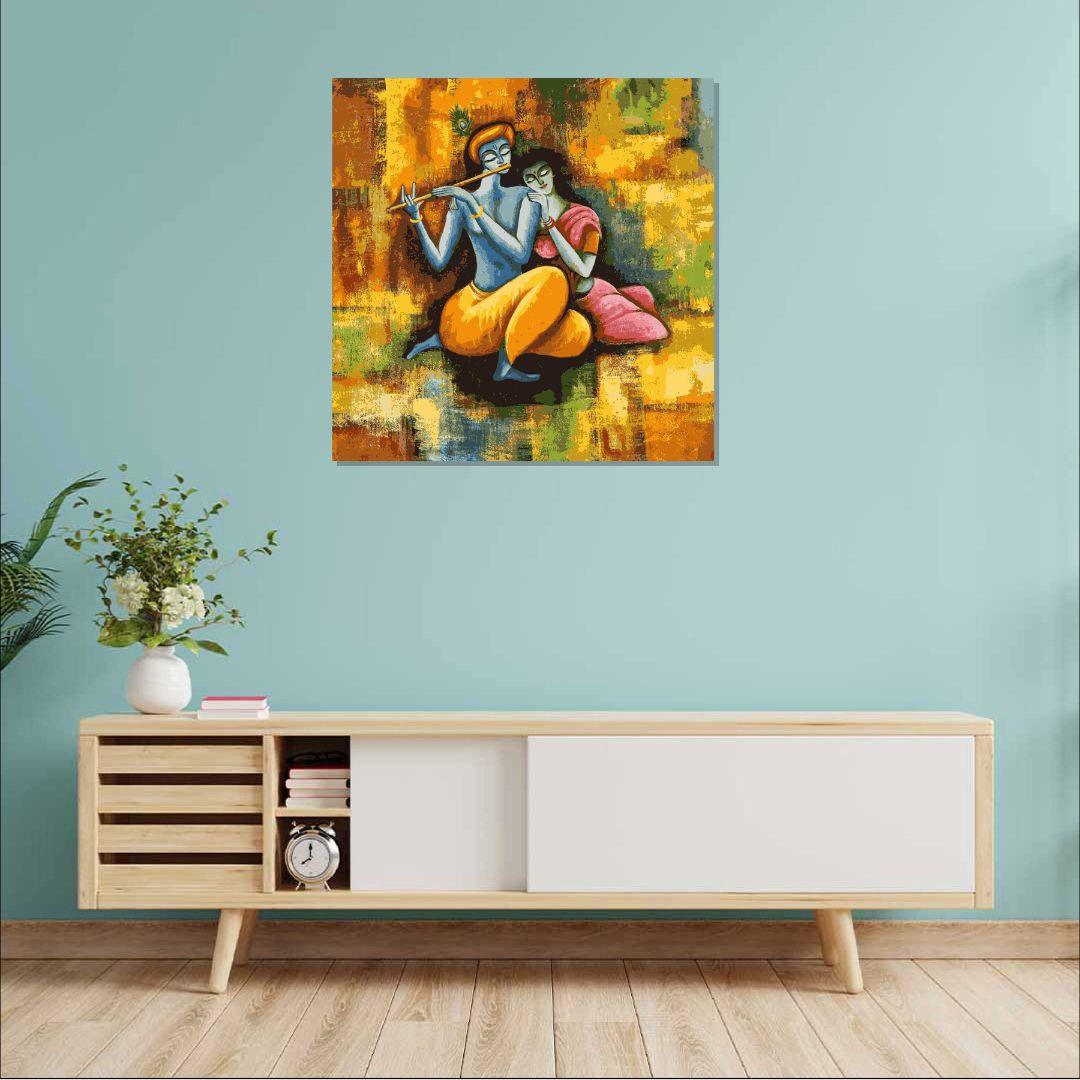lord Krishna Canvas Painting For Well Decor