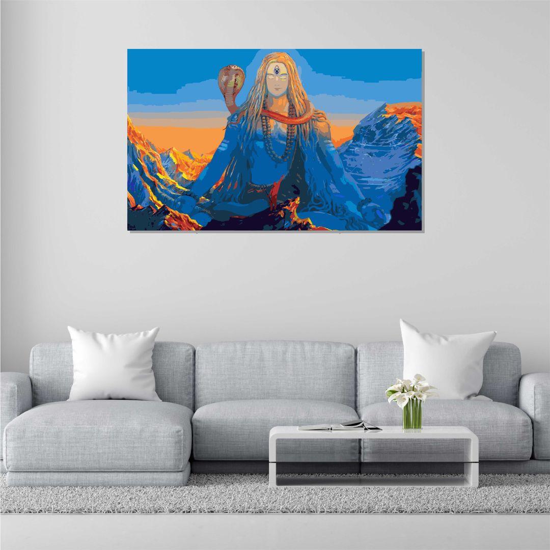 Meditating Lord Shiva Canvas Painting For Living Room