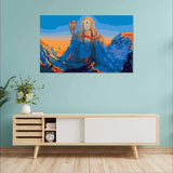 Meditating Lord Shiva Canvas Painting For Well Decor