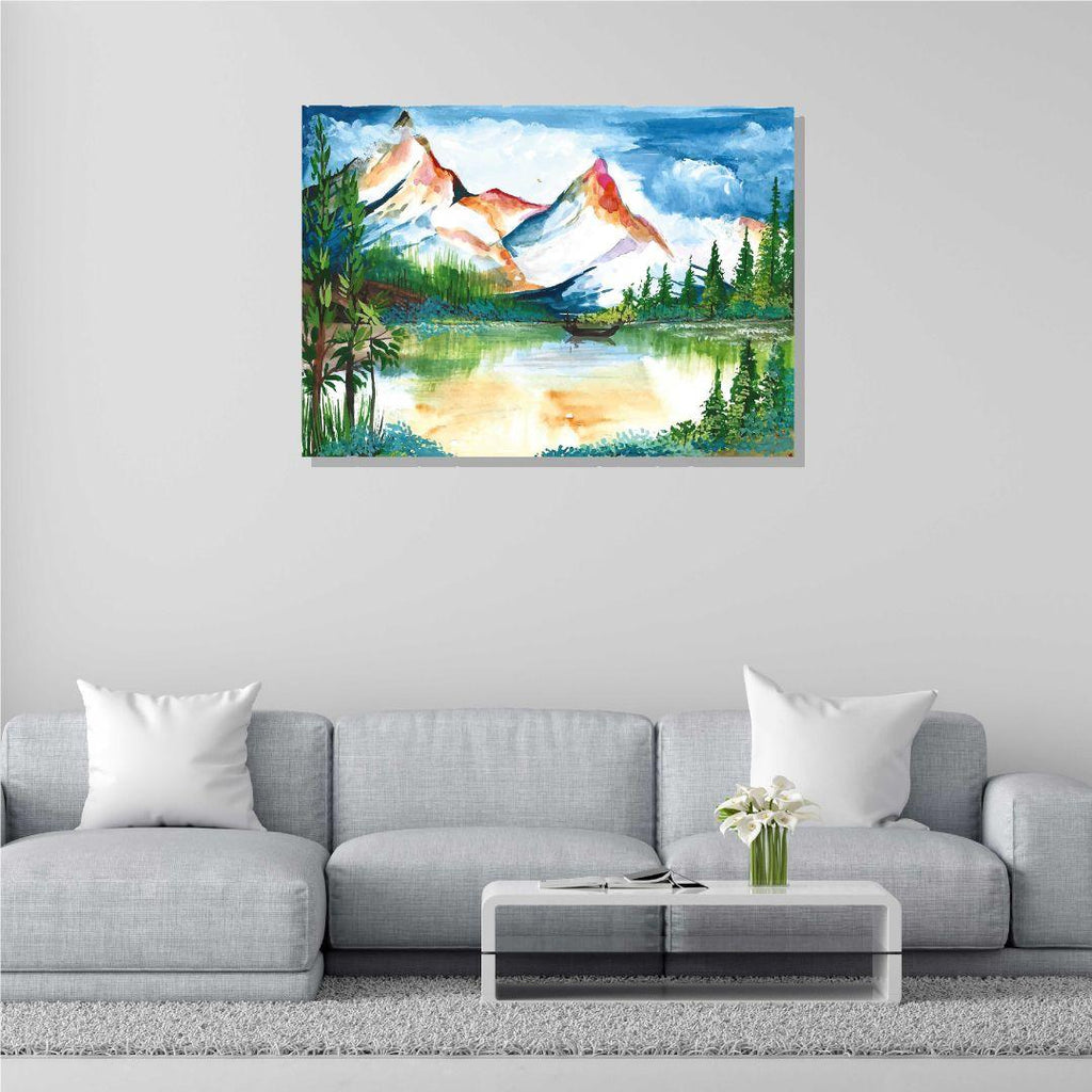 Mountain Landscape Canvas Wall Painting | Cotton Stretched Canvas – Rangoli