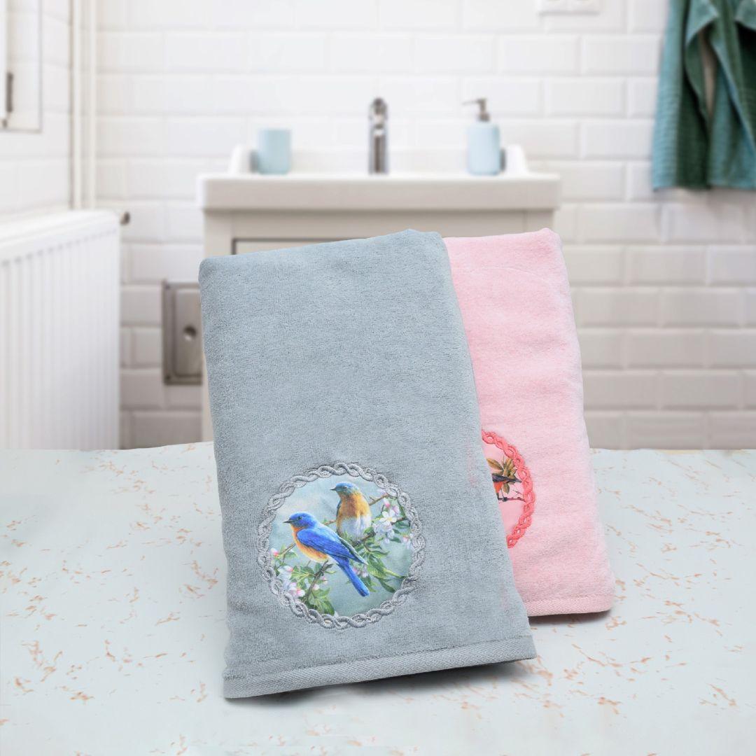 Prima Dream Bath Towel Set 2- Grey & Pink