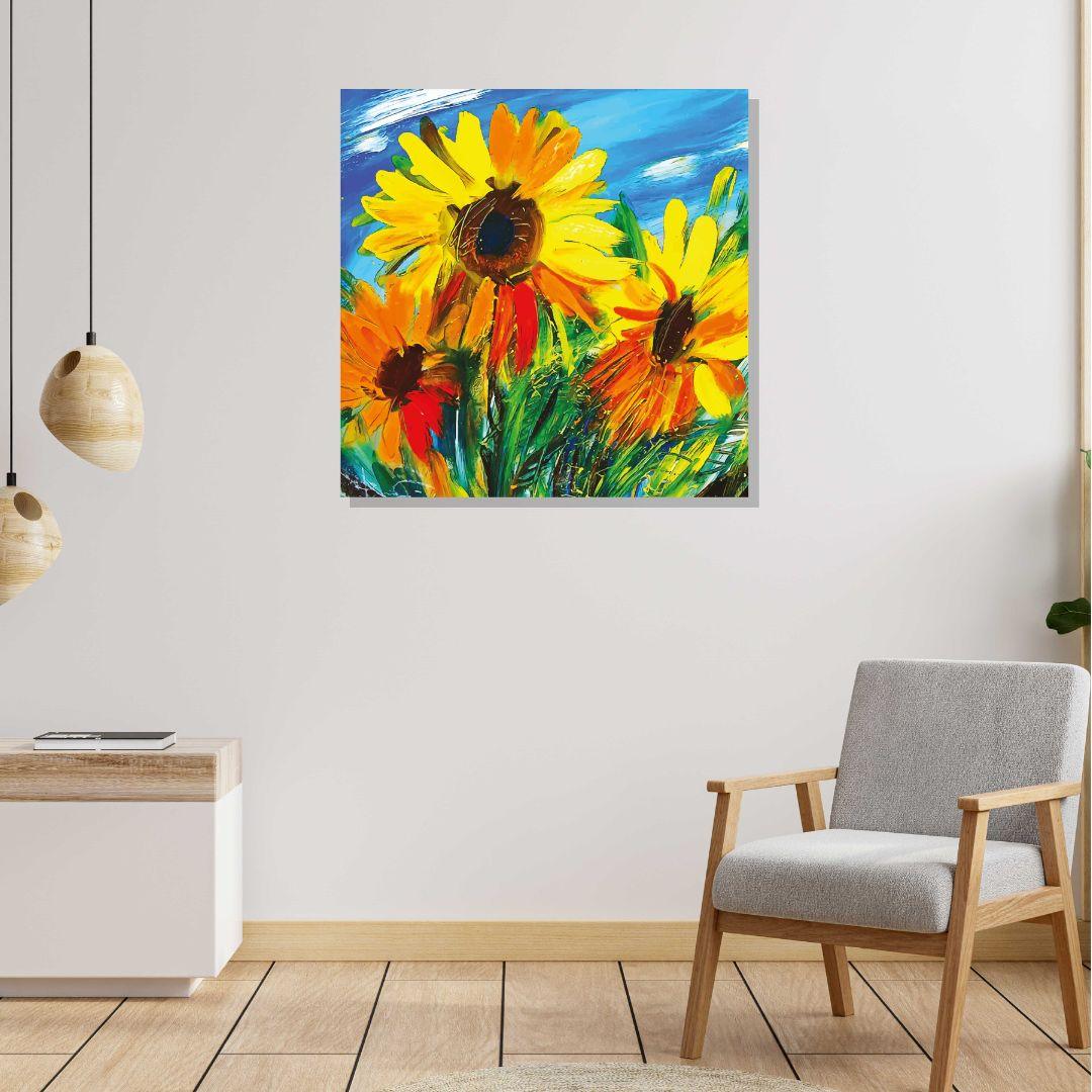 Sunflower Canvas Wall Painting | Cotton Stretched Canvas – Rangoli