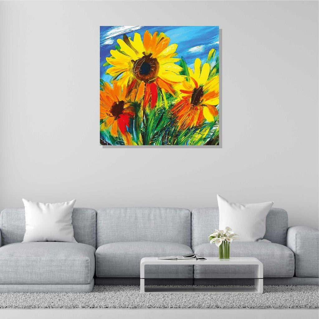 Sunflower Canvas Wall Painting | Cotton Stretched Canvas – Rangoli